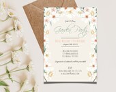 Garden Party Invite Digital, Garden Party Invitation Template, Invitation Template Birthday, Wildflower Birthday, Editable, Printable Invite