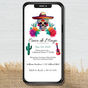 Cinco de Mayo Invitation, Mexican Fiesta Party Invite, Minimalist Party Invitation, Electronic Invite, Fiesta Birthday Invitation, Templett