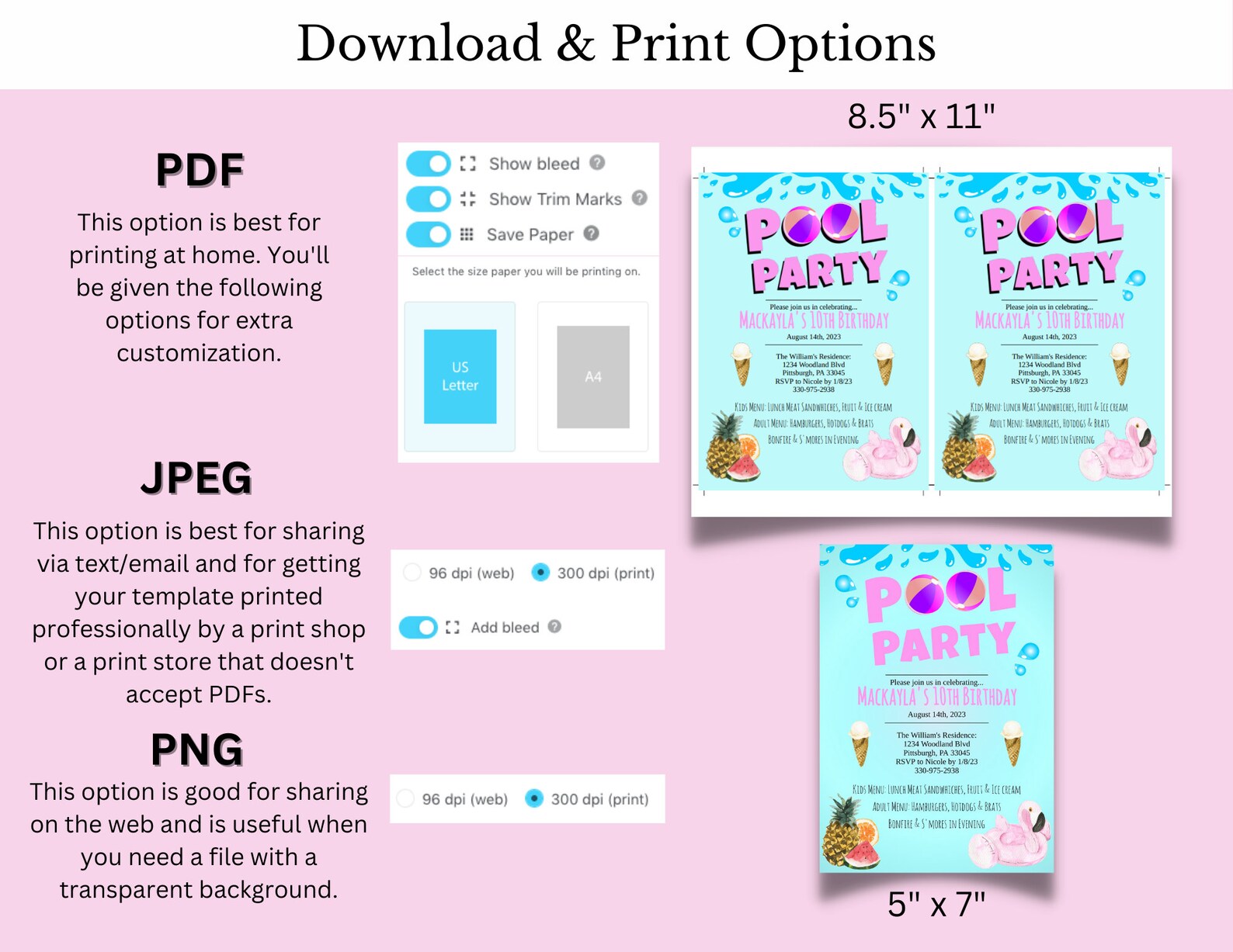 Kids Pool Party Invitation Template, Pool Party Invite Template ...