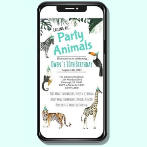 Zoo Birthday Invitation, Zoo Birthday Party Invitation, Instant Download, Zoo Invitations, Electronic Invite, Party Animals, Zoo Birthday