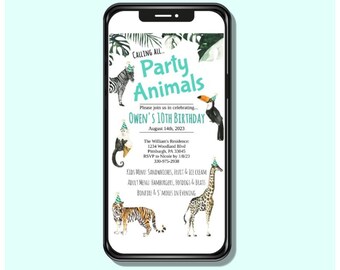 Zoo Birthday Invitation, Zoo Birthday Party Invitation, Instant Download, Zoo Invitations, Electronic Invite, Party Animals, Zoo Birthday
