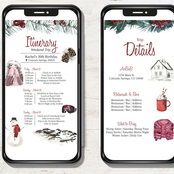 Ski Trip Itinerary Template Aspen Bachelorette Party Vail Colorado Ski Trip Birthday Weekend Instant Download Cabin Schedule Party E-vite