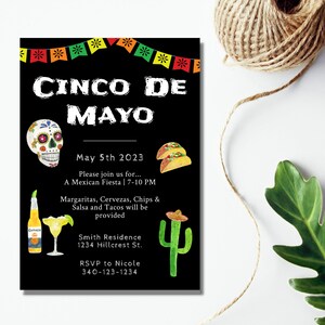 Cinco de Mayo Invitation, Mexican Fiesta Party Invite, Mexican Party Invitation, Printable Template, Fiesta Birthday Invitation, Templett