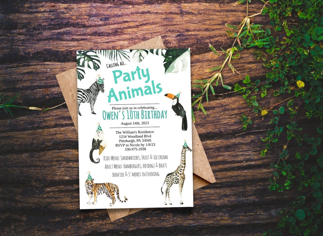 Zoo Birthday Invitation, Zoo Birthday Party Invitation, Instant