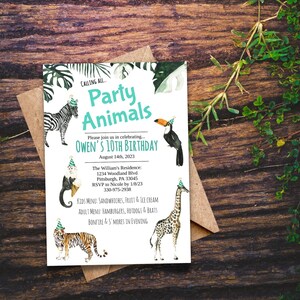 Zoo Birthday Invitation, Zoo Birthday Party Invitation, Instant Download, Zoo Invitations, Party Animal Invite, Party Animals, Zoo Birthday