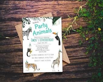 Zoo Birthday Invitation, Zoo Birthday Party Invitation, Instant Download, Zoo Invitations, Party Animal Invite, Party Animals, Zoo Birthday