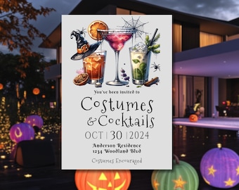 Halloween Party Invitation Costumes and Cocktails Invitation Spooktacular Invite Boos and Booze Editable Template Spooky Party Templett