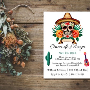 Cinco de Mayo Invitation, Mexican Fiesta Party Invite, Minimalist Party Invitation, Printable Template, Fiesta Birthday Invitation, Templett