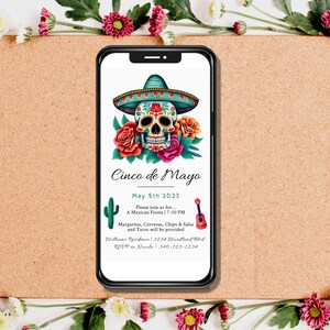 Cinco de Mayo Invitation, Mexican Fiesta Party Invite, Minimalist Party Invitation, Electronic Invite, Fiesta Birthday Invitation, Templett