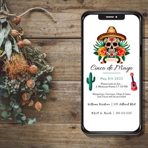 Cinco de Mayo Invitation, Mexican Fiesta Party Invite, Minimalist Party Invitation, Electronic Invite, Fiesta Birthday Invitation, Templett