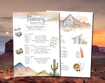 Sedona Bachelorette Itinerary Template, Desert Bachelorette Party, Girls Weekend Trip, Arizona Palm Springs Scottsdale, Printable Schedule