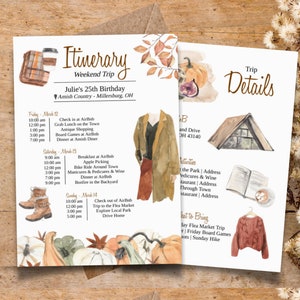 Modèle d’itinéraire automne, modèle d’itinéraire, modèle de carte d’itinéraire, calendrier, téléchargement instantané, escapade du week-end, Flannel Fling, Cozy Fall
