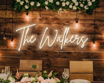 Letrero de neón con nombre personalizado, letrero vintage con nombre, letrero de neón personalizado a pilas, letrero de neón personalizado para boda, letrero de neón LED personalizado para boda