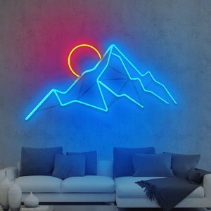 Insegne al neon di montagna • Insegne luminose di arte di montagna • Insegne al neon Neon Art • Decorazioni da parete con insegne a led • Decorazioni da parete • Insegne al neon personalizzate • Regalo per lui