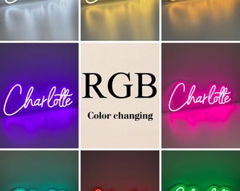 Custom RGB Neon Sign For Kids Bedroom, Custom Name Color-changing Neon Sign, Bedroom Decor, Personalized Gift For Kids, Wall Decor