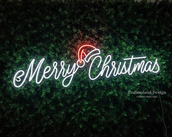 Merry Christmas Neon Sign, Vintage Name Sign, Custom Neon Sign Battery Operated, Christmas Gift, Party Neon sign, Home Decor
