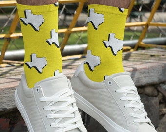 Texas Yellow Crew Socks for Men Gift Socks Women Gift Socks for Groomsmen Gift Socks for Texas Graduation Gift Socks