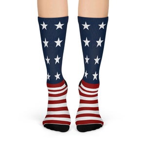 July 4th Socks Stars and Stripes SAME SOCK Crew Socks for Men Gift Socks Women Gift Socks for Groomsmen Gift Patriotic Socks for Veterans