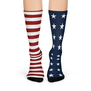 July 4th  Socks Stars and Stripes SEPARATE Crew Socks for Men Gift Socks Women Gift Socks for Groomsmen Gift Patriotic Socks for Veterans