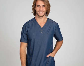 Men&#39;s Short-Sleeved Health Tunic with Pockets - Perfect Uniform for Healthcare Professionals - Stylish
