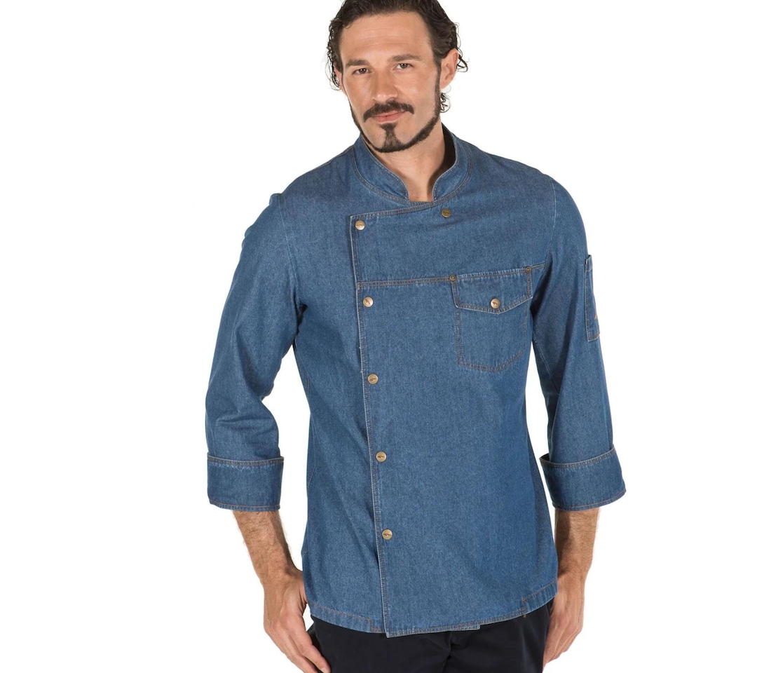Unisex Chef Jacket Comfortable and Resistant Denim Uniform for Cooks