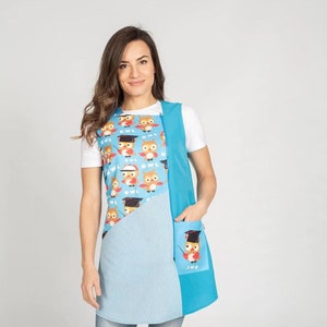 Ärmelloser Lehr-Kittel - Ideal für Kindergärtnerinnen und Lehrkräfte - Stretch-Stoff - Personalisierbar mit Namen
