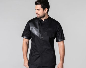 Unisex Short-Sleeved Chef Jacket for Baristas, Cooks, and Chefs - High-Quality Stylish design - Ideal Uniform for Hotels and Kitchens