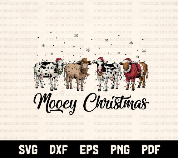 Mooey Christmas Svg Png, Funny Cow Christmas,  Cow with Santa Hat, Farm Animal Holiday Design, Cricut Files, Sublimation Design