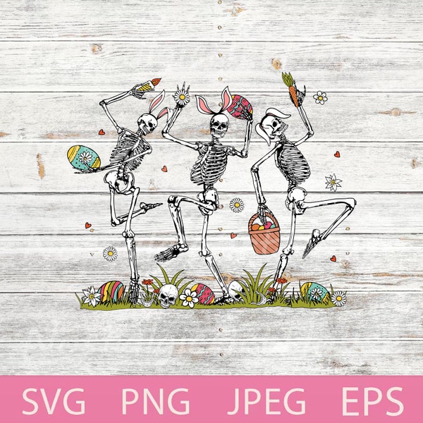 Happy Easter Svg, Easter Skeleton Dancing Svg, Funny Skeleton Svg, Easter Bunny Svg, Bunny Svg, Rabbit Svg, Easter Day Svg, Trendy Design