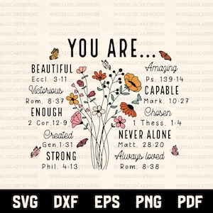 You Are Inspiration Svg Png, Bible Verse Flower Bouquet Christian Quote Cricut Cut Files, Motivational Faith Sublimation Design image 1