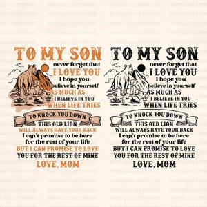 To My Son I Love You SVG PNG EPS, Lion Mom Quote Sublimation Design, Digital Download Gift for Son from Mom