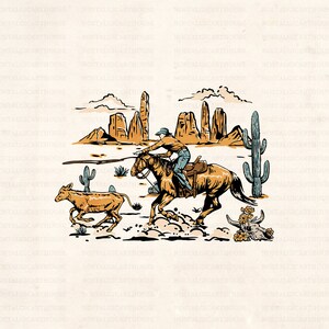 Retro cowboy lasso Svg, Rodeo western design Png, Svg.