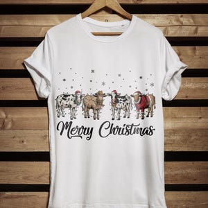 Mooey Christmas Svg Png, Vaca divertida navideña, Vaca con gorro de Papá Noel, Diseño navideño de animales de granja, Archivos Cricut, Diseño de sublimación imagen 3