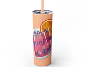 Pink Stainless Steel Tumbler, Tumbler with Straw and Lid, Negroni Tumbler, Gift for Cocktail Lovers, Gift for Her, Drink Accessories