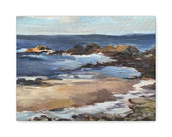 Coastal Seascape Oil Painting - Stretched Canvas Art Print