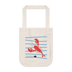 Lobster and Waves Organic Canvas Tote Bag