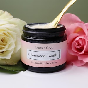 Whipped Shea Body Butter: Natural Rosewood Vanilla Moisturizer