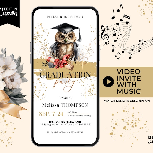 Graduation Canva Editable Invitations Etsy