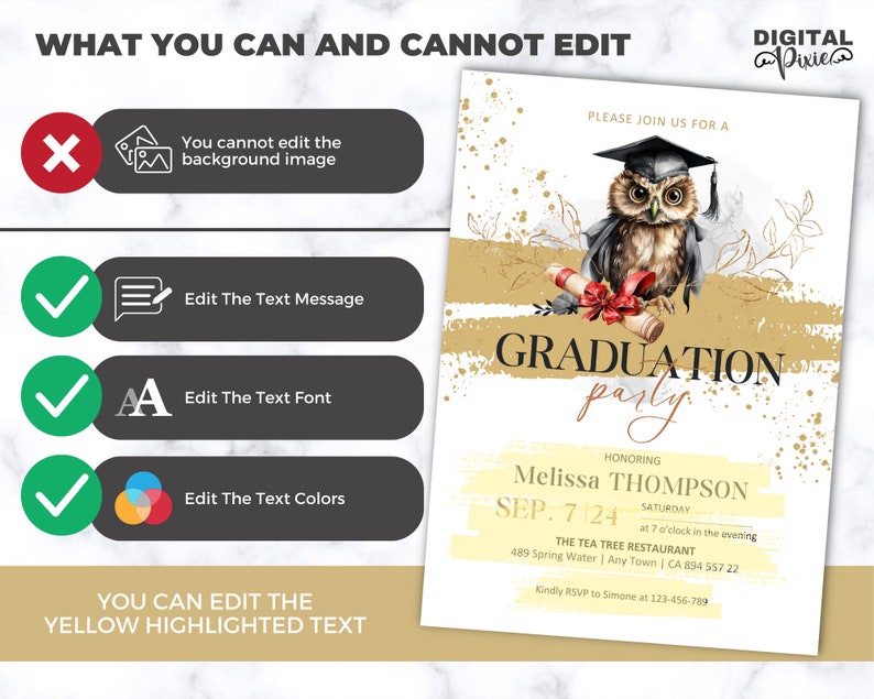 Editable Graduation Party Invitation, Printable Graduation Invite ...