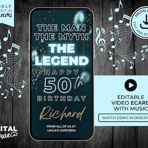 Elektronische Geburtstags-eCard mit Musik, Geburtstagskarte für Männer, bearbeitbare Canva-Geburtstagskarte, Mann-Bildtelefon-eCard, digitale Geburtstagskarte