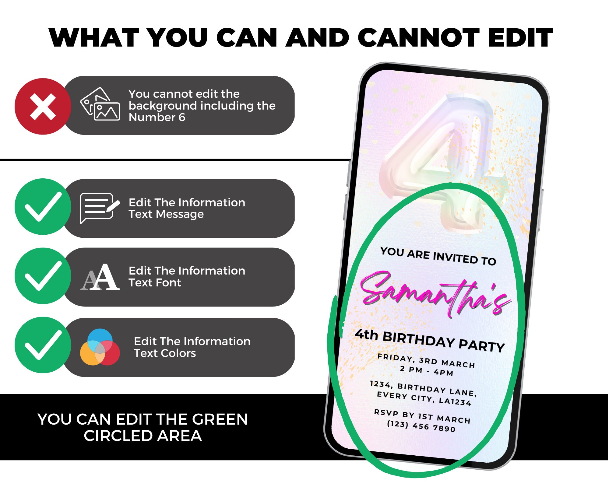 Kids Rave Invite Digital Kids Birthday Party Invitation With Music - Iridescent 4th ...