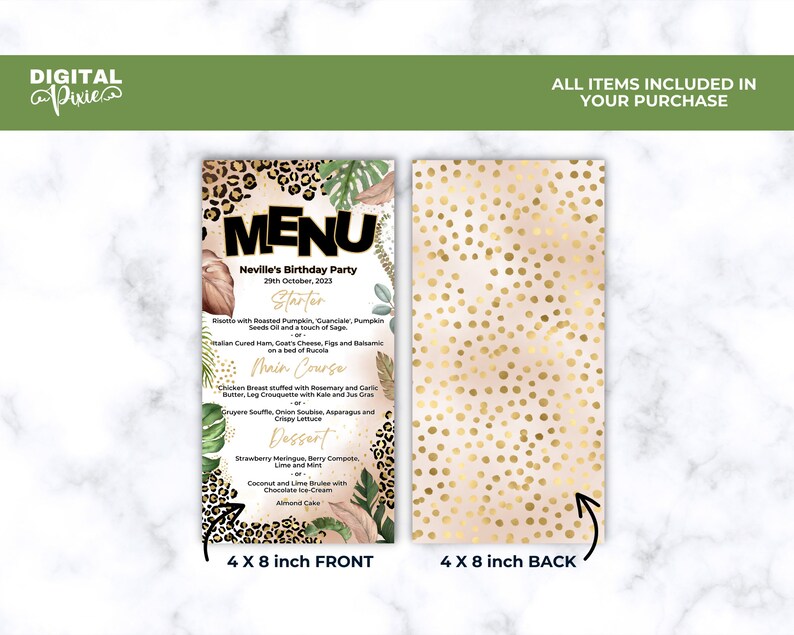 Editable Birthday Menu Card, Printable 4 X 8 Restaurant Menu Template ...