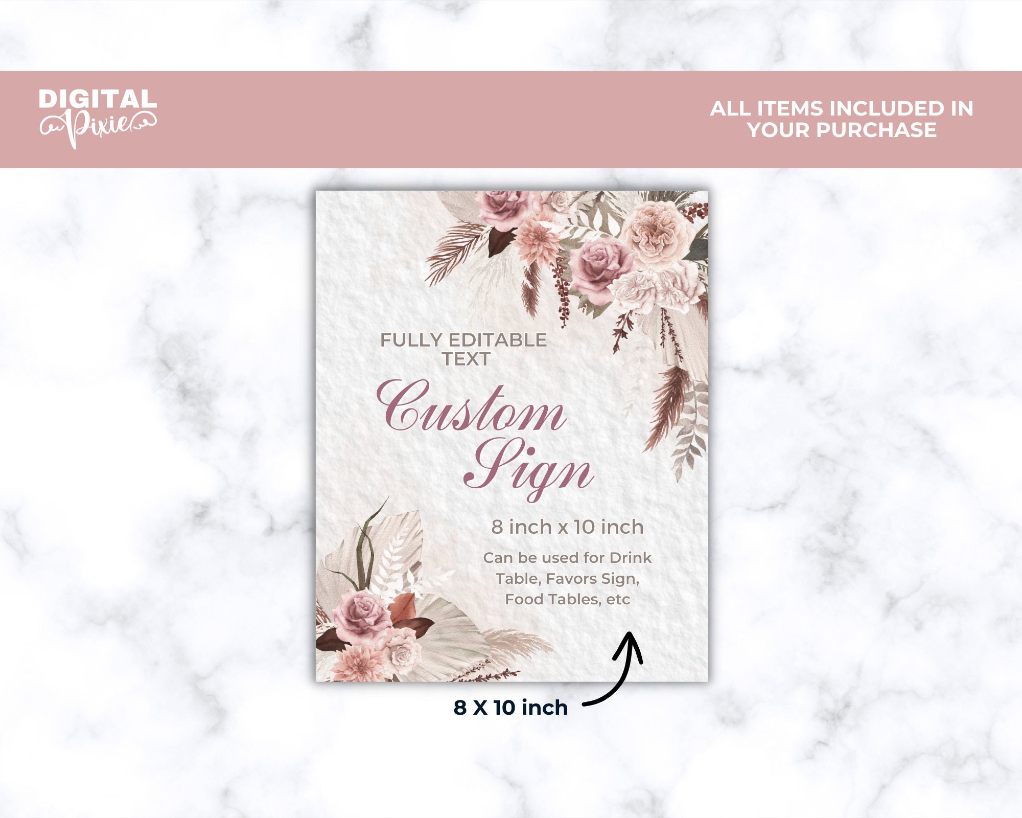Editable Bridal Shower Sign, Printable 8 X 10 Gift Table Custom Sign ...