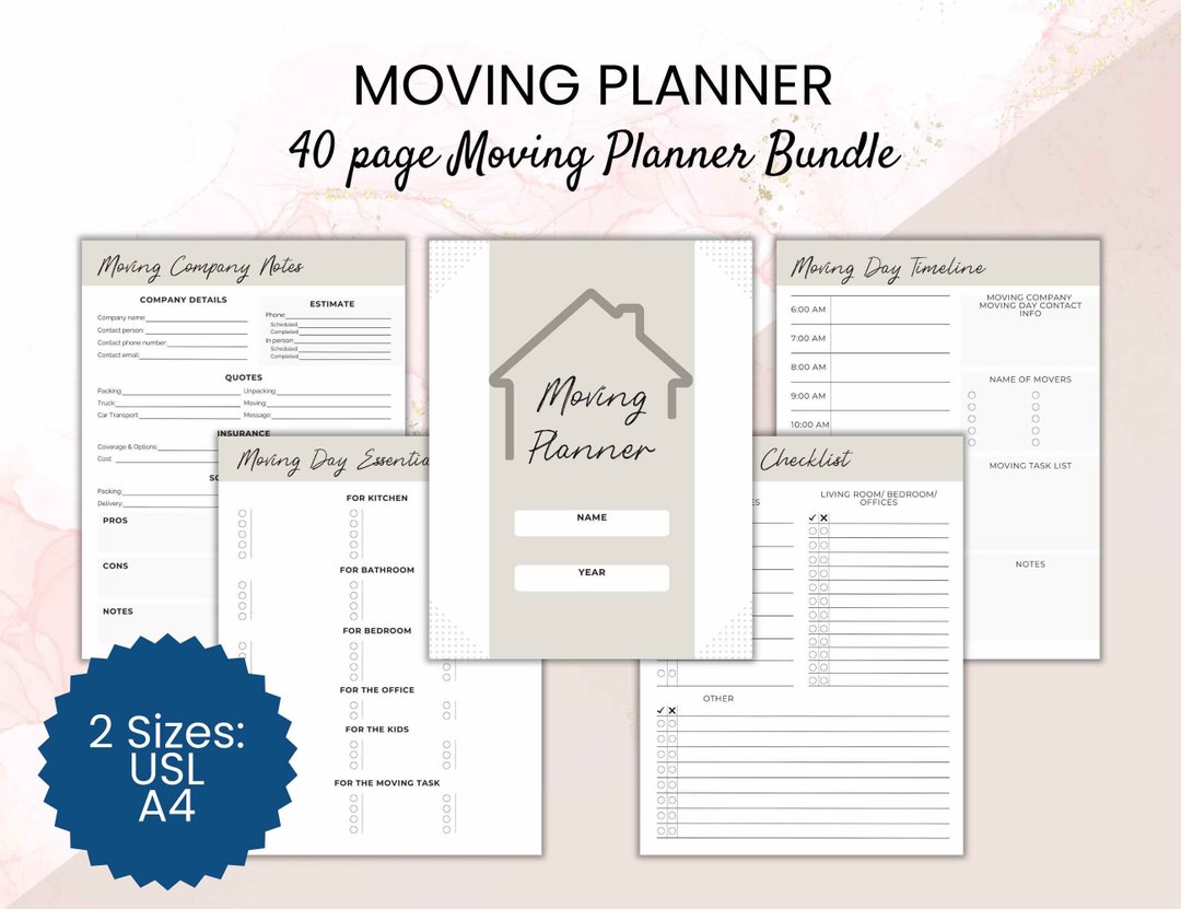 Moving Planner Checklist and Organizer Printable PDF, Moving Binder ...