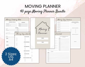 Moving Planner Checklist and Organizer Printable PDF, Moving Binder Checklists, Moving Budget Planner, Moving Financial Planner USL & A4