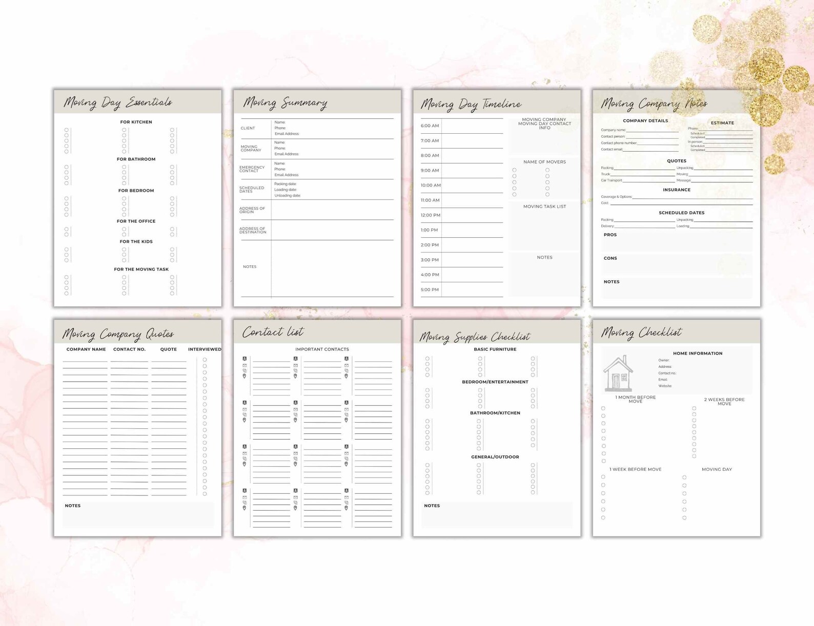 Moving Checklist and Planner Bundle With Packing Checklist | Move in ...
