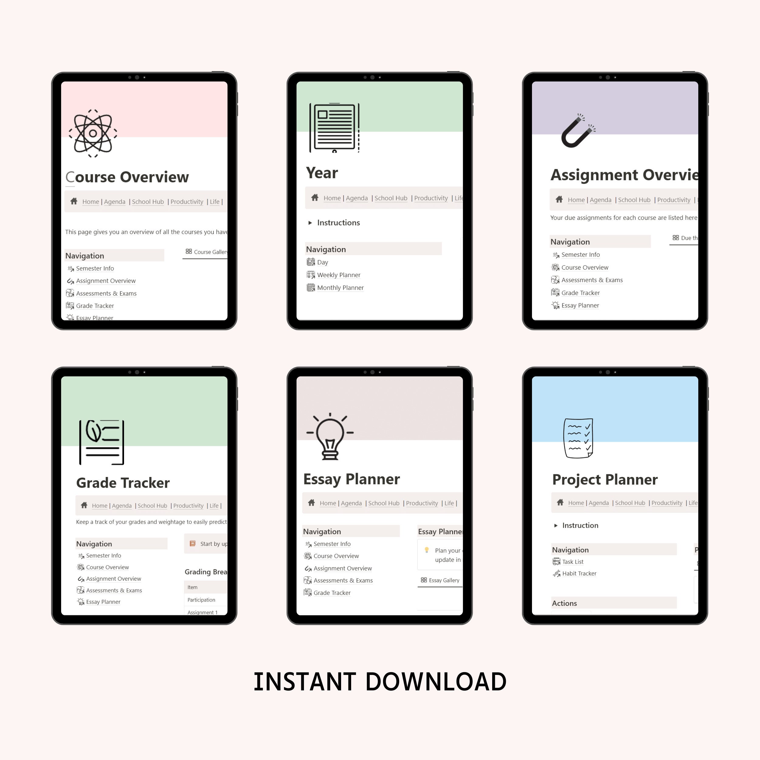 Student Planner Notion Template All in One Notion Life Planner Notion ...