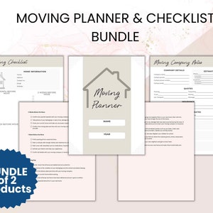 Moving Checklist and Planner Bundle with Packing Checklist | Move In Planner Relocation Planner | Moving Checklist Printable and Digital