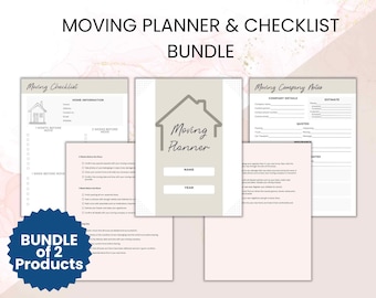 Moving Checklist and Planner Bundle with Packing Checklist | Move In Planner Relocation Planner | Moving Checklist Printable and Digital