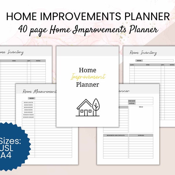 Home Renovation Planner for Home Improvement, Printable Home Project Planner for DIY Projects, Minimalist Home Reno Remodel Planner